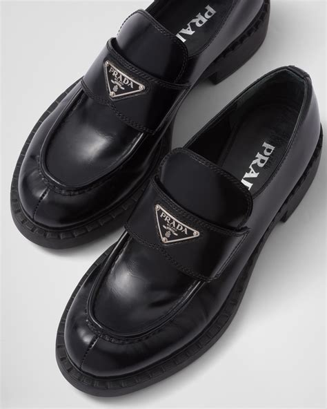 prada loafers brushed leather|prada patent leather loafers women's.